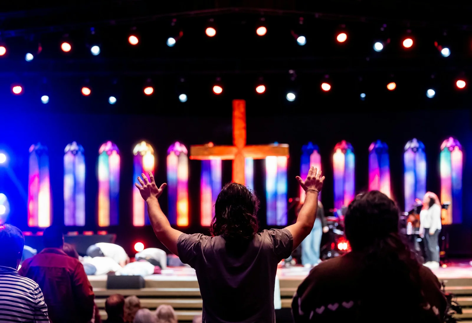 Church in Monticello, KY Man Praising Front of the Cross Monticello Church of the Nazarene
